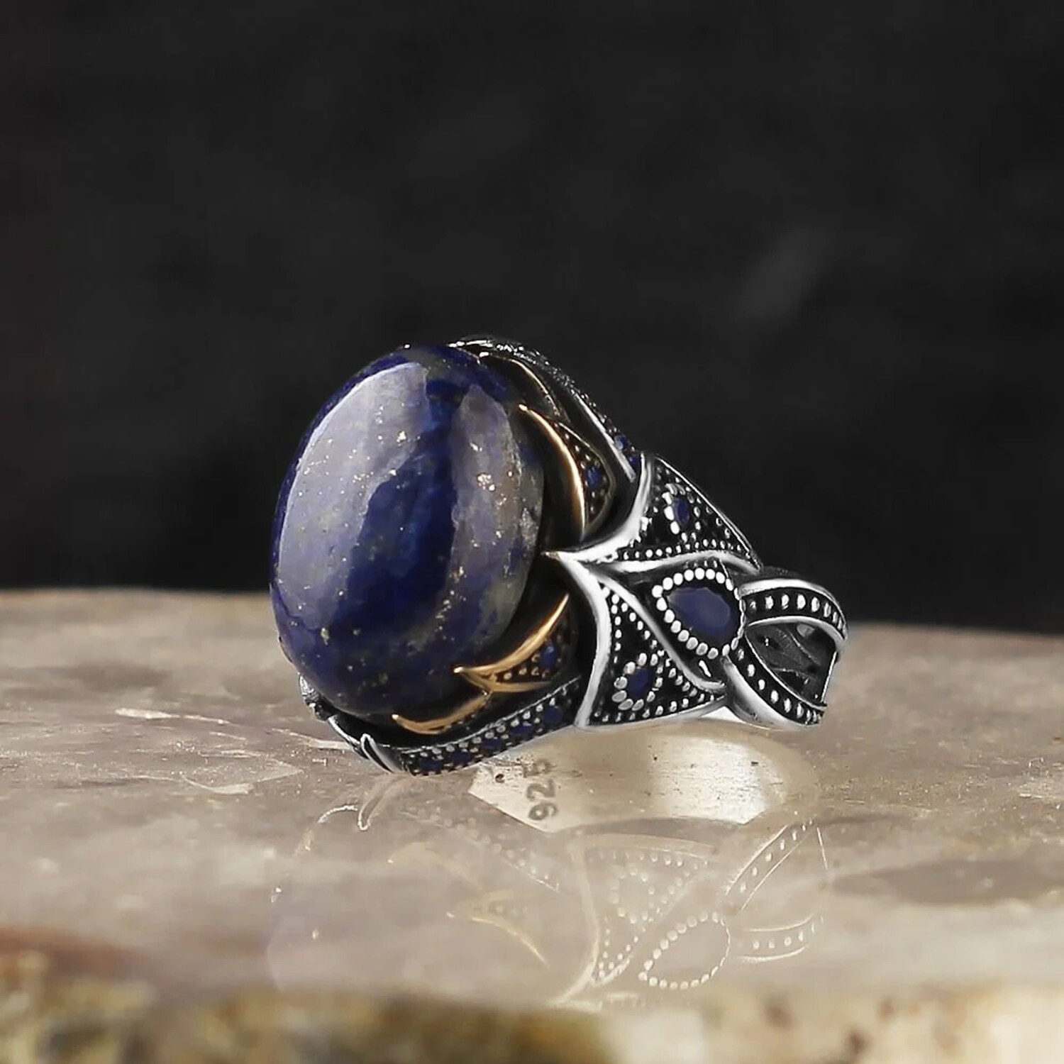 Cabochon Lapis Ring Sterling Silver (7.5) - Ephesus Jewelry: Men's ...