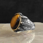 Real Tigers Eye Ring Sterling Silver (5.5)