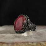 Raw Ruby Ring Sterling Silver (8.5)