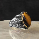 Real Tigers Eye Ring Sterling Silver (6.5)