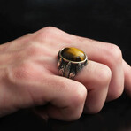 Real Tigers Eye Ring Sterling Silver (5.5)