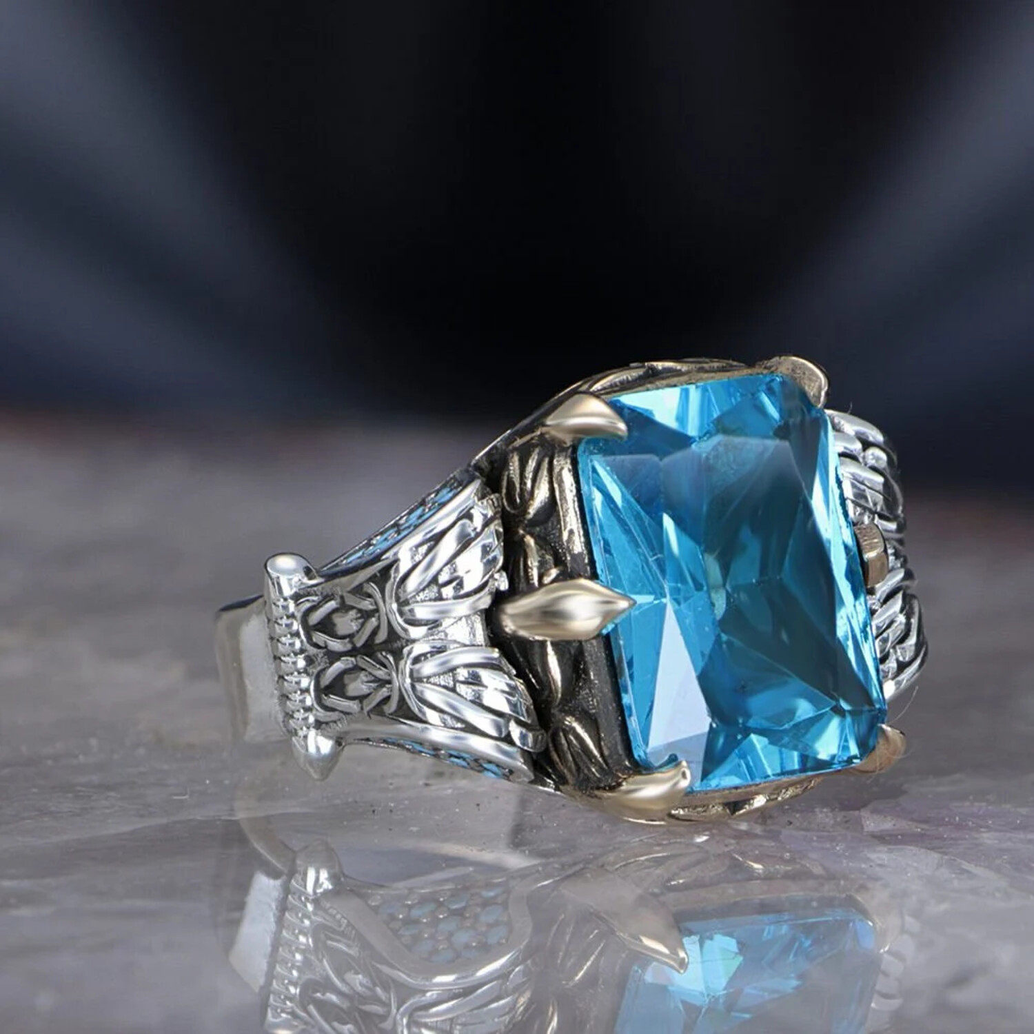 Turquoise Ring for Kings Sterling Silver (8.5) - Ephesus Jewelry: Men's ...