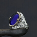 Kings Chain Lab Sapphire Ring Sterling Silver (5.5)