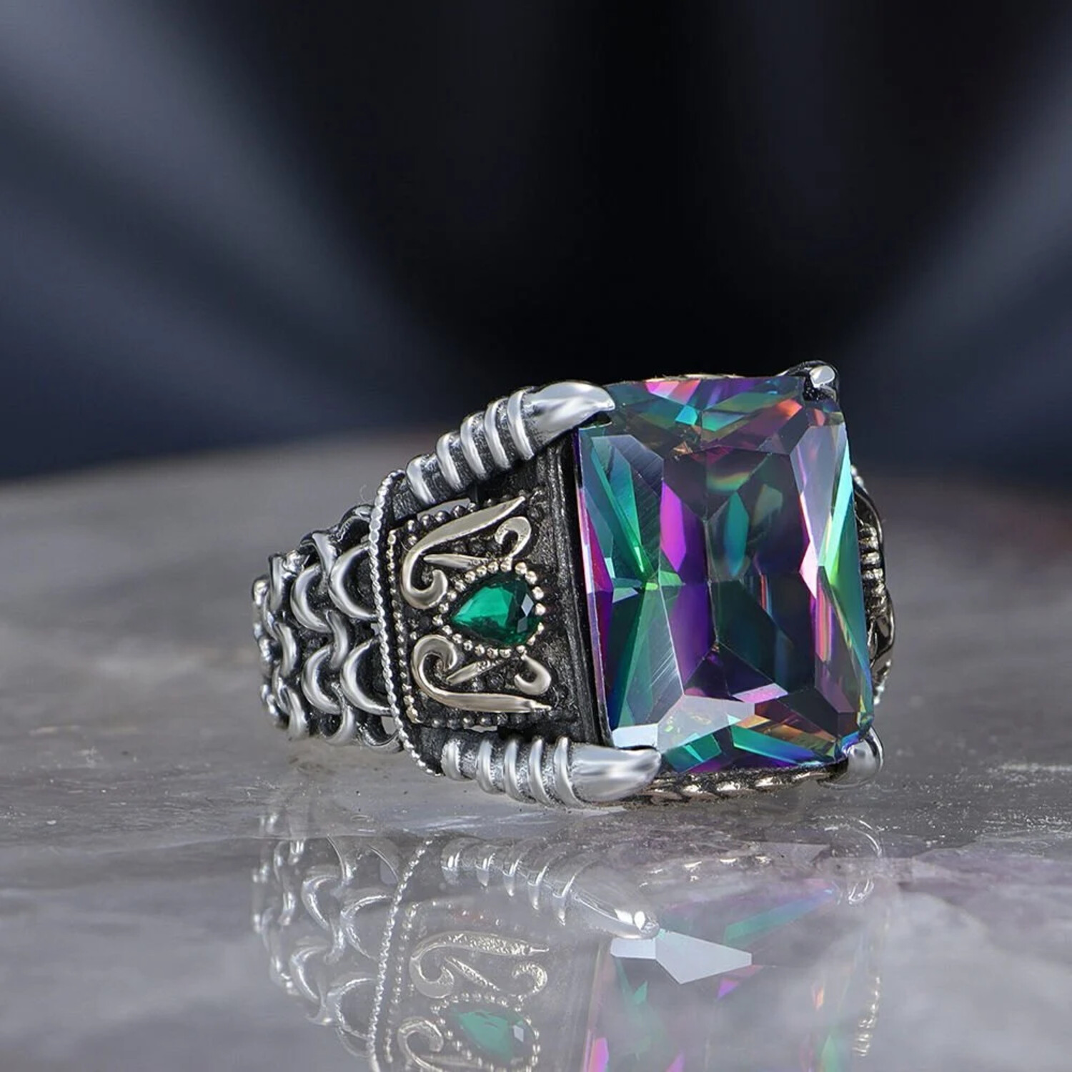 Mystic Topaz Ring Sterling Silver (9) - Ephesus Jewelry: Men's Rings ...