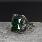Fancy Lab Emerald Ring Sterling Silver (6)