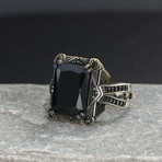 Emerald Cut Onyx Ring Sterling Silver (9)