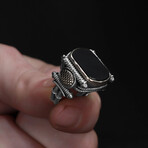 Statement Onyx Ring Sterling Silver (5.5)