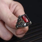 Classy Red Agate Ring Sterling Silver (8.5)