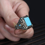 Chain Design Turquoise Ring Sterling Silver (9)