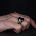 Statement Onyx Ring Sterling Silver (6.5)