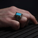 Chain Design Turquoise Ring Sterling Silver (7)