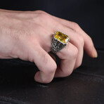 Nature Theme Citrine Ring Sterling Silver (6.5)