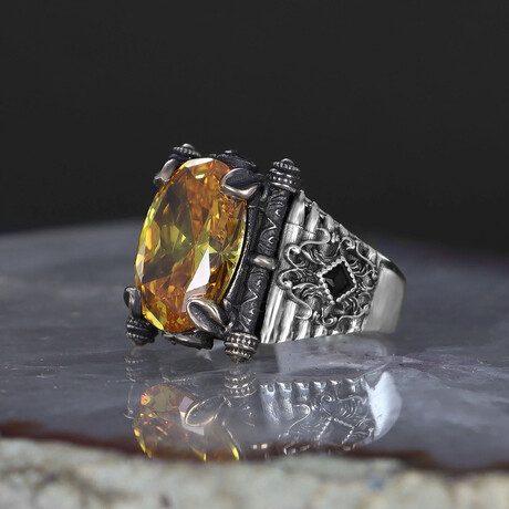 Parchment Design Citrine Ring Sterling Silver (5)