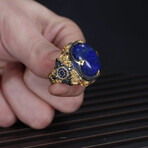 Big Lapis Lazuli Ring Sterling Silver (5.5)