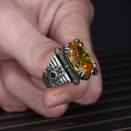 Parchment Design Citrine Ring Sterling Silver (8)