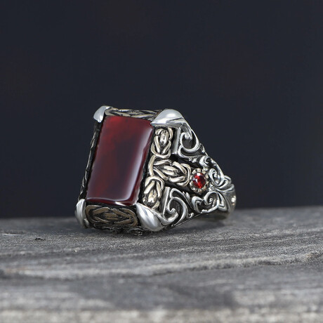 Classy Red Agate Ring Sterling Silver (5)