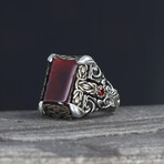Classy Red Agate Ring Sterling Silver (6.5)