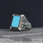 Chain Design Turquoise Ring Sterling Silver (8)