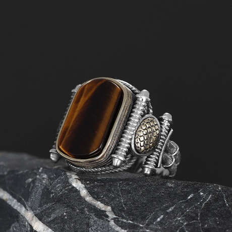 Unique Tigers Eye Ring Sterling Silver (5)