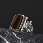 Unique Tigers Eye Ring Sterling Silver (6.5)