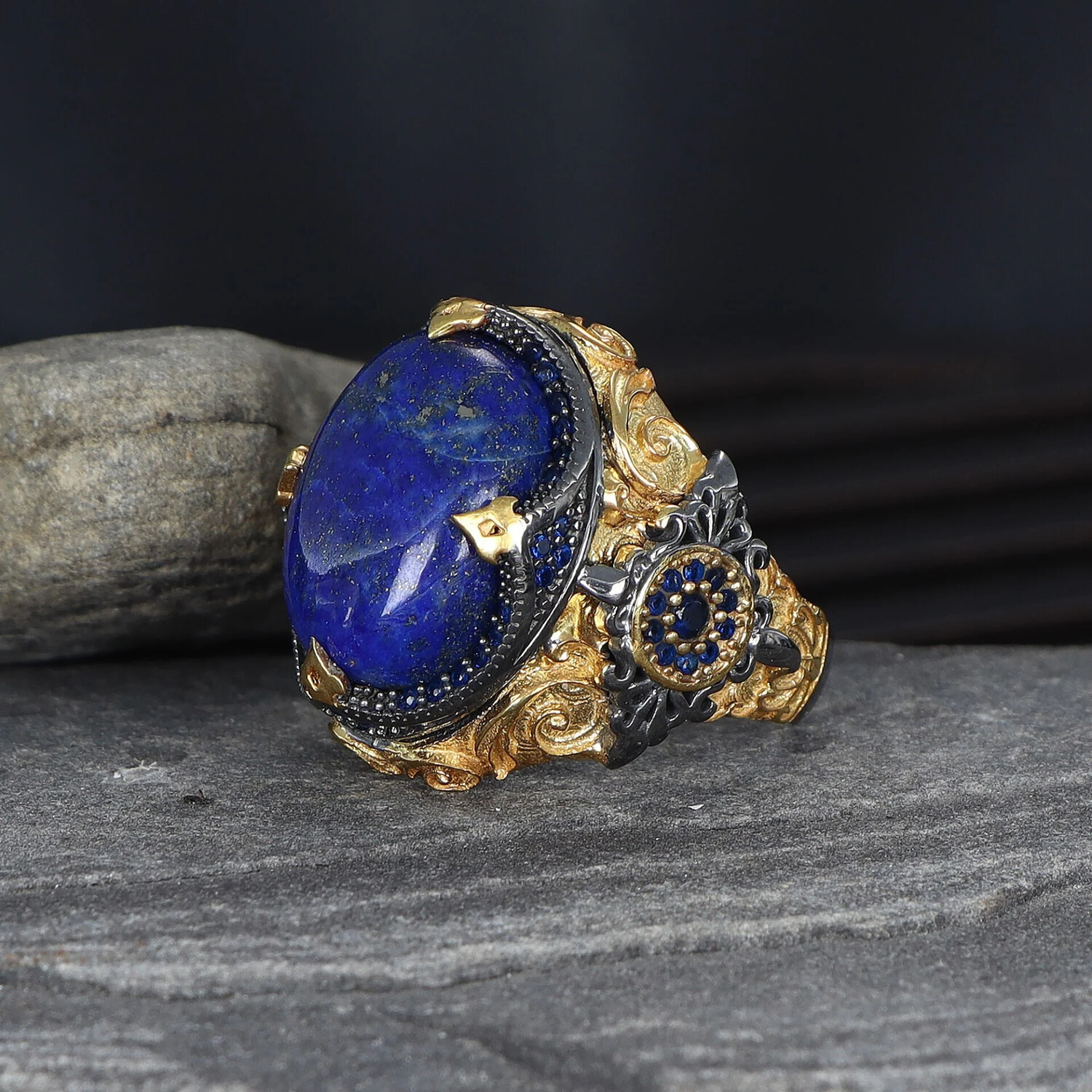 Big Lapis Lazuli Ring Sterling Silver (6.5) - Ephesus Jewelry: Men's ...