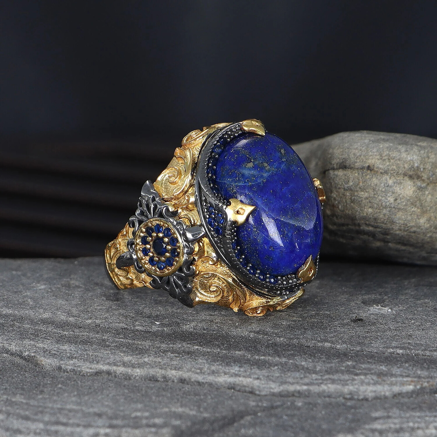 Big Lapis Lazuli Ring Sterling Silver (9) - Ephesus Jewelry: Men's ...
