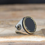 Gentleman Black Stone Ring Sterling Silver (5.5)