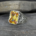 Nature Theme Citrine Ring Sterling Silver (7.5)