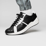 Lyon II // Ostrich Quill Leather Sneakers // Black + White (US: 10.5)