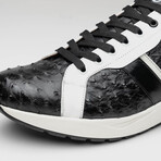 Lyon II // Ostrich Quill Leather Sneakers // Black + White (US: 10.5)