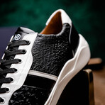 Lyon II // Ostrich Quill Leather Sneakers // Black + White (US: 10.5)
