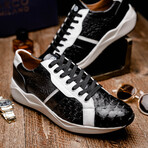 Lyon II // Ostrich Quill Leather Sneakers // Black + White (US: 10.5)