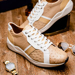 Lyon II // Ostrich Quill Leather Sneakers // Orix + White (US: 10.5)