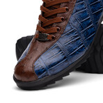 Saulo // Alligator + Ostrich Leather Sneakers // Blue Jean (US: 8.5)