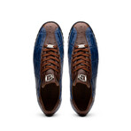 Saulo // Alligator + Ostrich Leather Sneakers // Blue Jean (US: 8.5)