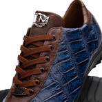 Saulo // Alligator + Ostrich Leather Sneakers // Blue Jean (US: 8.5)