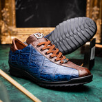 Saulo // Alligator + Ostrich Leather Sneakers // Blue Jean (US: 8.5)