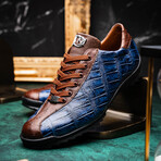 Saulo // Alligator + Ostrich Leather Sneakers // Blue Jean (US: 8.5)