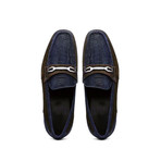 Hugo // Suede Ostrich Loafers // Navy + Brown (US: 8.5)