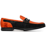 Hugo // Suede Ostrich Loafers // Orange + Black (US: 9.5)