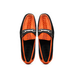 Hugo // Suede Ostrich Loafers // Orange + Black (US: 9.5)