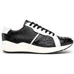 Lyon II // Ostrich Quill Leather Sneakers // Black + White (US: 10.5)