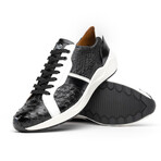 Lyon II // Ostrich Quill Leather Sneakers // Black + White (US: 10.5)