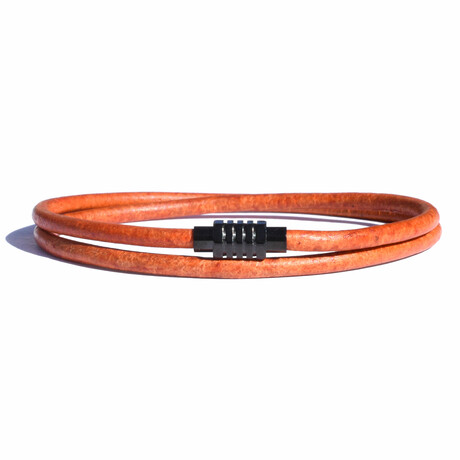 Fiery Orange Leather Bracelet