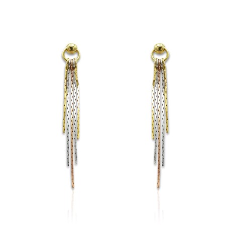 Fine Jewelry // 18K Yellow Gold + 18k White Gold + 18k Rose Gold Drop Earrings // Pre-Owned