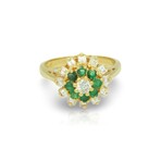 Fine Jewelry // 14K Yellow Gold Diamond + Emerald Ring // Ring Size: 6.5 // Pre-Owned