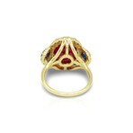 Fine Jewelry // 14K Yellow Gold Ruby + Sapphire + Diamond Ring // Ring Size: 6.5 // Pre-Owned