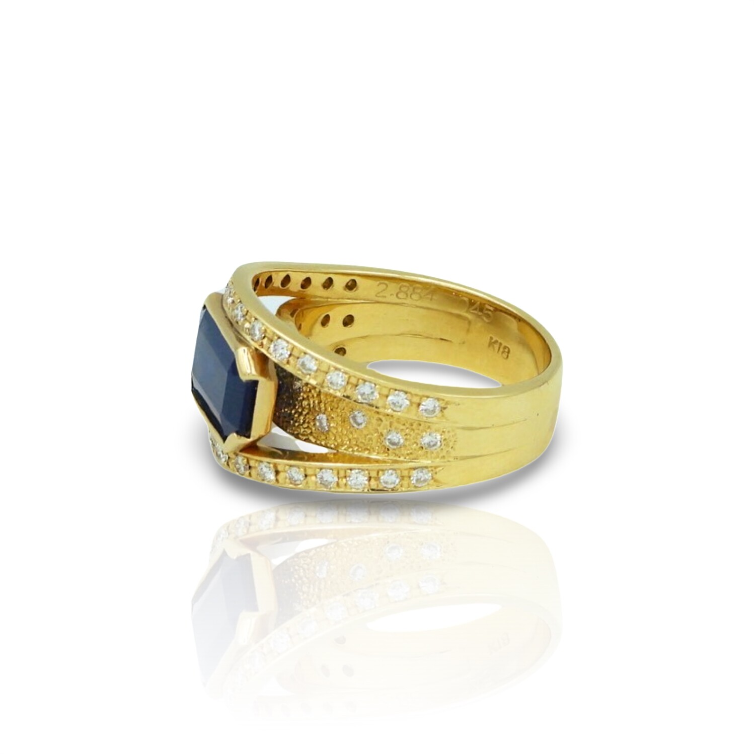 Fine Jewelry // 18K Yellow Gold Sapphire + Diamond Ring // Ring Size: 5 ...