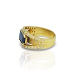 Fine Jewelry // 18K Yellow Gold Sapphire + Diamond Ring // Ring Size: 5.25 // Pre-Owned