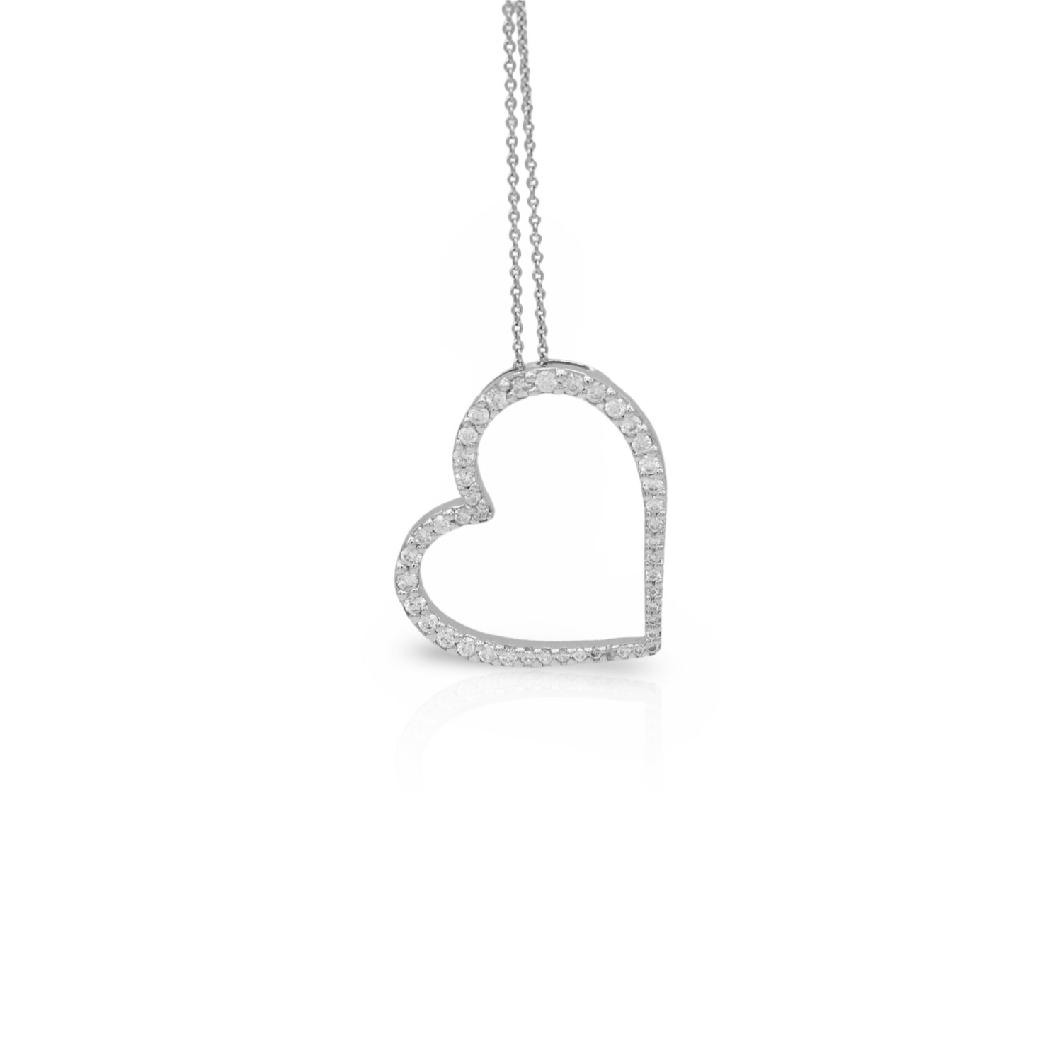 Roberto Coin // 18K White Gold Diamond Heart Necklace // 16